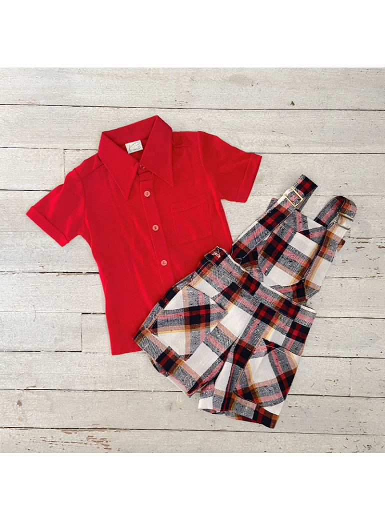 VINTAGE Check Dungarees I Red